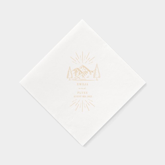 Mountain Wedding Foil Napkins (Right)