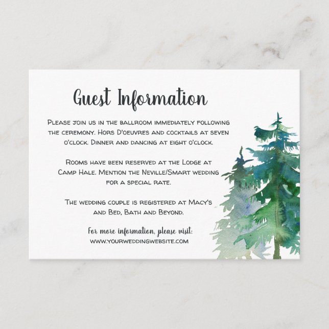 Mountain Wedding Guest Information Card (Front)