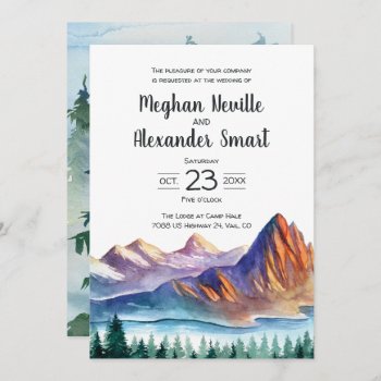 Mountain Wedding Invitation With Water And Pines by LangDesignShop at Zazzle