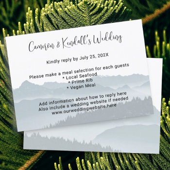 Mountain Wedding Menu Online Reply Cards by BlueHyd at Zazzle