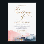 Mountain Wedding Modern Watercolor Navy Pink Gold Invitation<br><div class="desc">Celestial Magical Mountain Mist Wedding Invitation Template: This modern wedding invitation features navy blue and pink watercolor splashes that resemble mountains or a celestial scene... it has hints of faux gold foil and is paired with a modern handwriting style script.

Click "Customize Further" to edit further.</div>