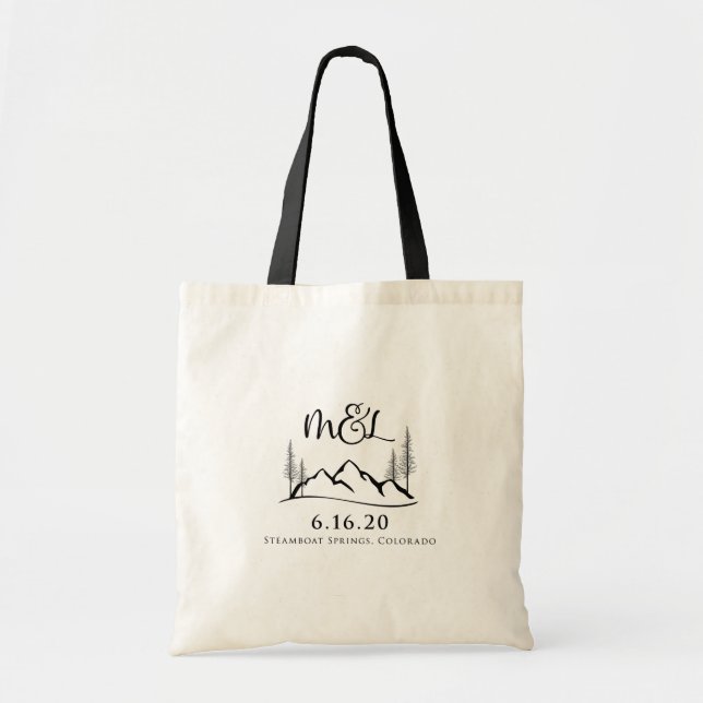 Mountain Wedding Monogram - Custom Design Tote Bag (Front)