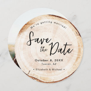 Mountain Wedding Nature Themed Woodcut Photo Invitation