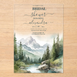 Mountain Wedding Party Bridal Shower Acrylic Invitations