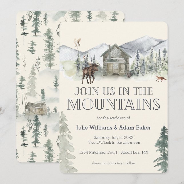 Mountain Wedding/Party Invitation (Front/Back)