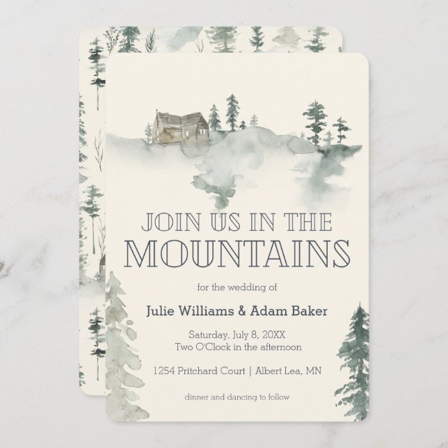 Mountain Wedding/Party Invitation (Front/Back)