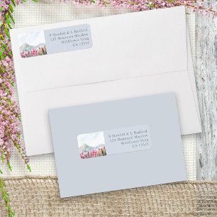 Mountain Wedding Pink Wildflower Meadow Dusty Blue Label
