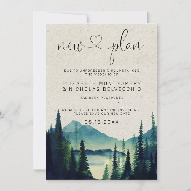 Mountain Wedding | Postponed Wedding Announcement (Front)