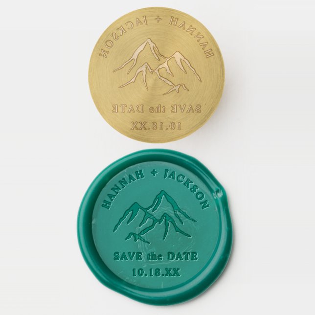 Mountain Wedding Save The Date Envelope Wax Seal Stamp (Stamped)
