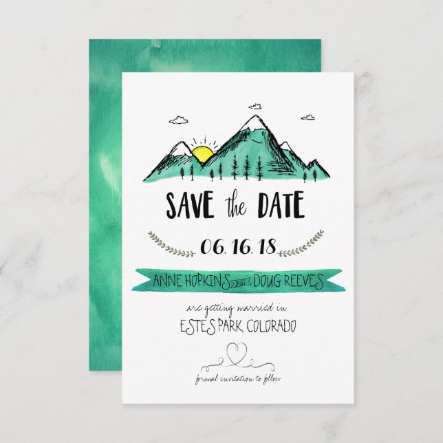 Mountain Wedding Save the Date Invitation (Front/Back)