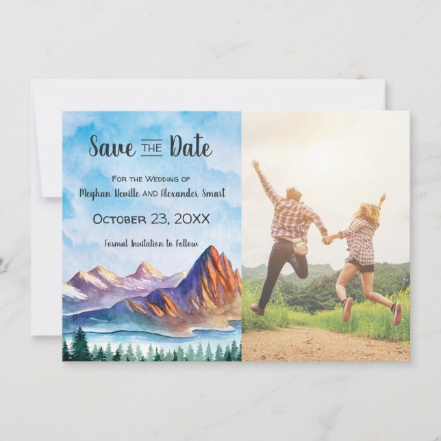 Mountain Wedding Save the Date with photo (Front)