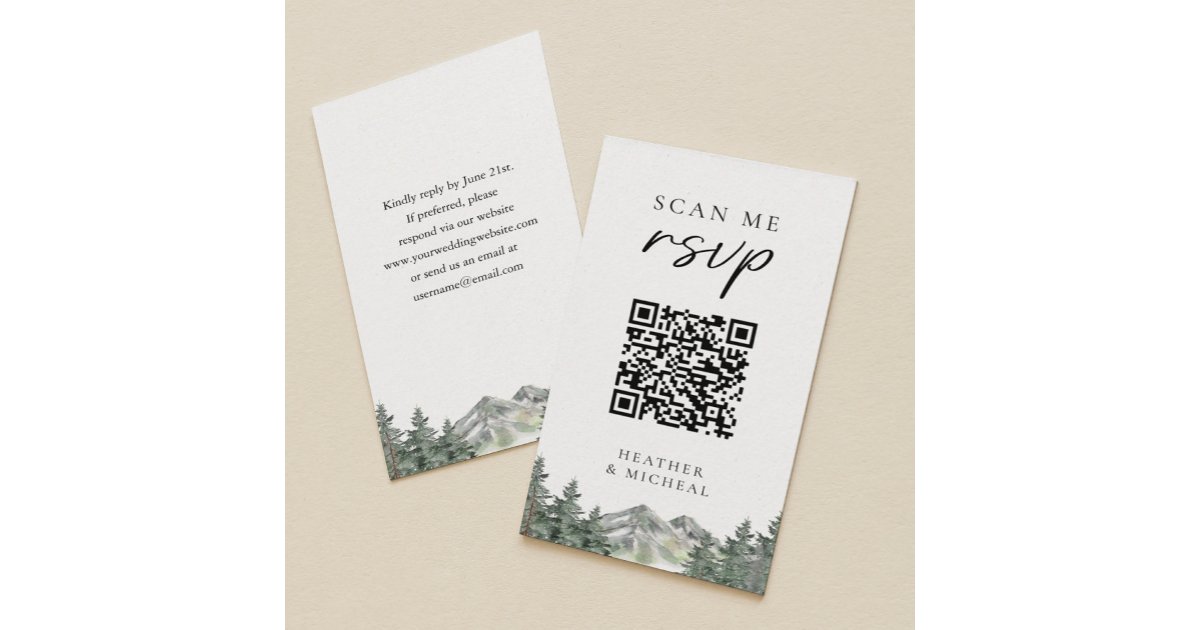 Mountain Wedding Scan Me RSVP Enclosure Card | Zazzle