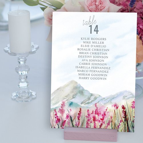 Mountain Wedding Table Number Seating Sign