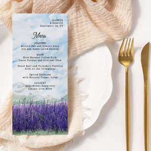Mountain Wedding Watercolor Lavender Landscape Menu