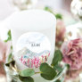 Mountain Wedding Watercolor Pink Wildflower Meadow Classic Round Sticker