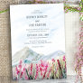 Mountain Wedding Watercolor Pink Wildflower Meadow Invitation
