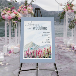 Mountain Wedding Watercolor Welcome Easel Foam Board