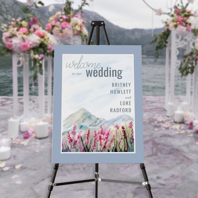Mountain Wedding Watercolor Welcome Easel Foam Board (Creator Uploaded)
