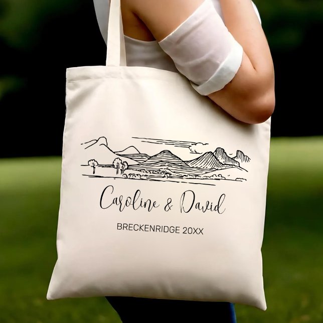 Mountain Wedding Welcome Custom Wedding Favors Tote Bag (Creator Uploaded)