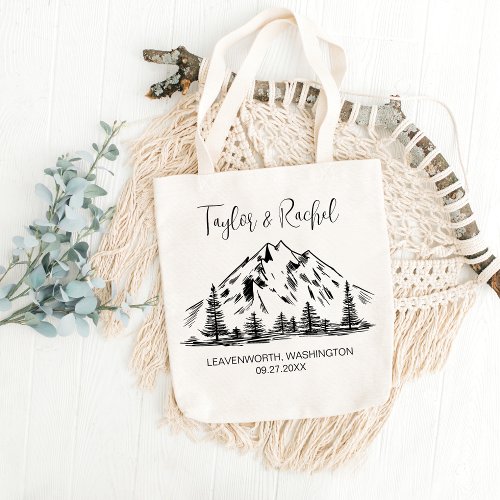 Mountain Wedding Welcome Party Favors Destination Tote Bag
