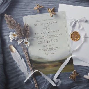 Mountain Western Valley Rustic Elegant Wedding Invitation