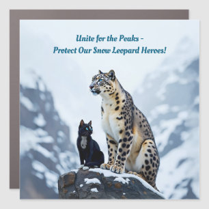 Mountain Whiskers: Felini Meets the Snow Leopard Car Magnet