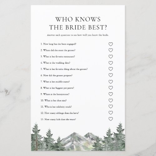 Mountain Who Knows The Bride Best Game Cards