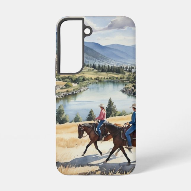 Mountain Wilderness Lake Horses Riding Samsung Galaxy Case (Back)