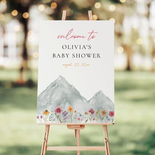 Mountain Wildflower Baby Shower Welcome Sign