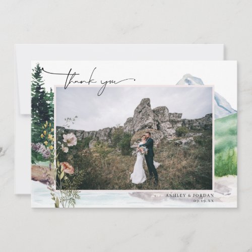 Mountain Wildflower Boho  Wedding Photo Thank You