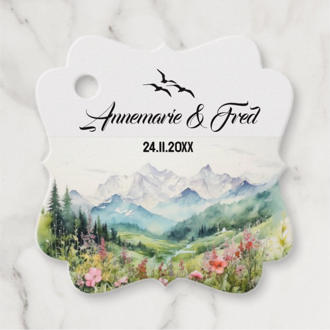 Mountain & Wildflower Favor Tags (Front)