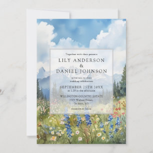 Mountain Wildflower Floral All In One Wedding Invitation