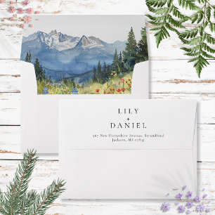 Mountain Wildflower Floral Wedding Envelope