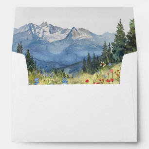 Mountain Wildflower Floral Wedding Envelope