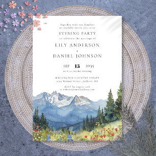 Mountain Wildflower Floral Wedding Evening Party Invitation