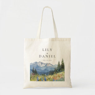 Mountain Wildflower Floral Wedding Favor Tote Bag