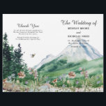 Mountain Wildflower | Folded Wedding Program<br><div class="desc">Create the perfect wedding program with this rustic watercolor mountain template. Note that the cards arrive flat, and you'll need to Fold Down the Middle to convert them to folded papers. This wedding program features boho watercolor mountains and colorful wildflowers with a simple and minimalistic design. This is the perfect...</div>