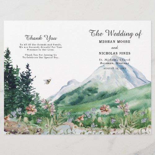 Mountain Wildflower  Folded Wedding Program