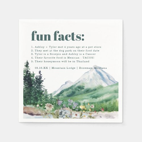 Mountain Wildflower  Fun Facts Wedding Napkins