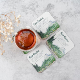 Mountain Wildflower Fun Facts Wedding Square Paper Coaster