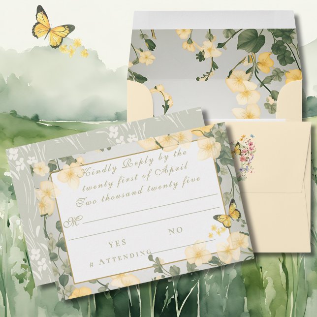 Mountain Wildflower Garden Wedding RSVP Card (Creator Uploaded)