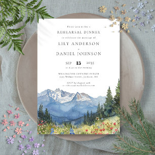 Mountain Wildflower lWedding Rehearsal Dinner Invitation