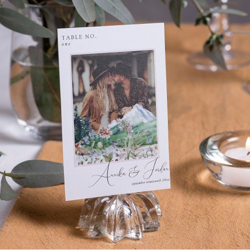 Mountain Wildflower  Photo Table Number Card