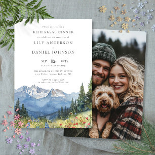 Mountain Wildflower Photo Wedding Rehearsal Dinner Invitation