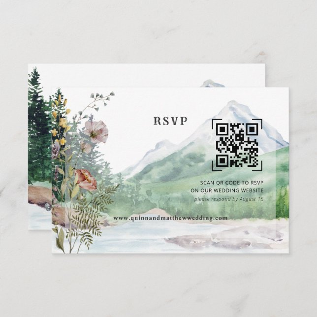 Mountain Wildflower | QR Code Wedding RSVP (Front/Back)