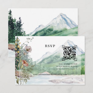Mountain Wildflower   QR Code Wedding RSVP Card