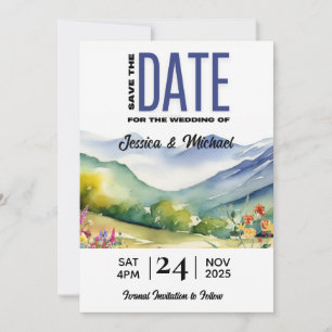 Mountain & Wildflower Rustic Save The Date