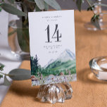 Mountain Wildflower | Table Number Card<br><div class="desc">This wedding table card features boho watercolor mountains and colorful wildflowers with a simple and minimalistic design. This is the perfect table number card for a spring or fall mountain wedding celebration. This mellow mountain palette with evergreen, and dusty blue definitely feels both elegant and rustic. It’s as boho vintage...</div>