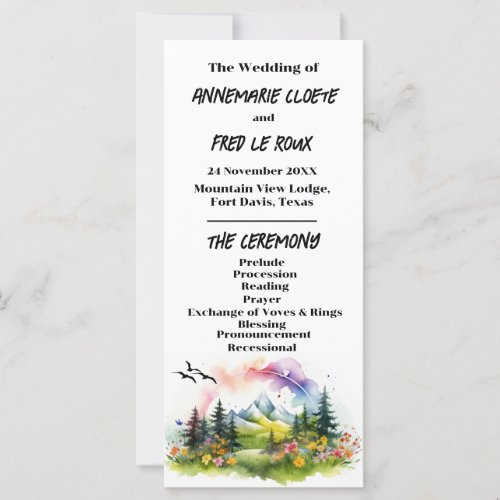Mountain  Wildflower Wedding Ceremony Program