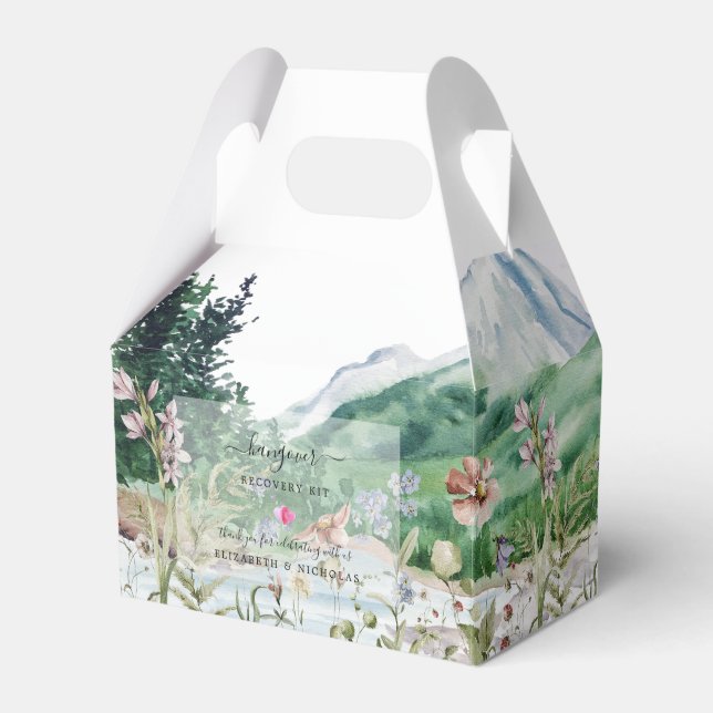 Mountain Wildflower | Wedding Hangover Kit Favor Boxes (Front Side)